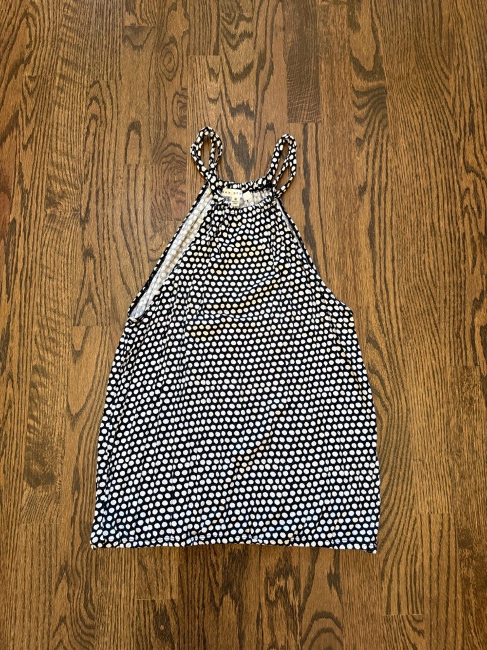 Max Studio Black & White Polka Dot Halter Tank